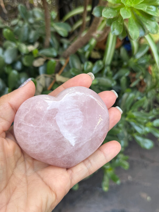 8oz Polished Heart-Shaped Rose Quartz